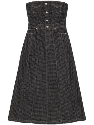 Ganni Fluffy denim midi dress - women - Organic Cotton - 32 - Black