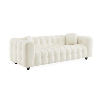 Sweeek Sof&aacute; en borreguito texturizada, 3 plazas, crema