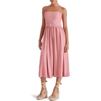 Steve Madden Napoli Belted Linen Blend Midi Dress in Dusty Rose at Nordstrom Rack, Size Small