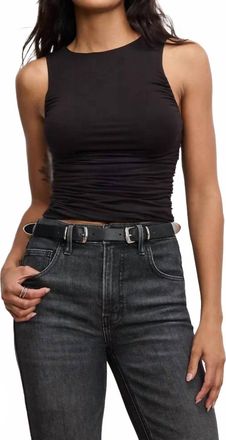 Good American Grace Stretch Jersey Ruched Tank Top In Black