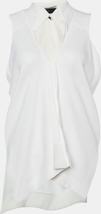 Roland Mouret White Crepe Sleeveless V Neck Top