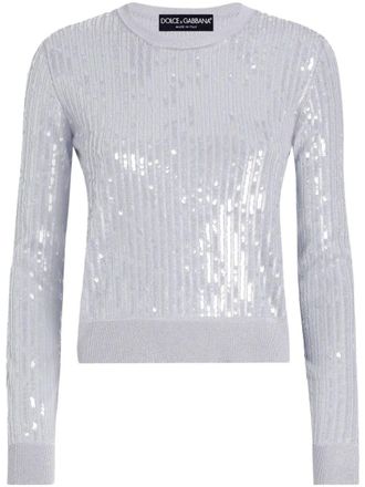 Dolce & Gabbana sequin knitted top - women - Fabric/Sequin - 44 - Grey