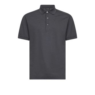 Ermenegildo Zegna Polo Shirts, male, Gray, Size: 3XL Button-placket Polo Shirt