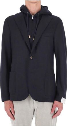 Eleventy Jersey wollen jas met uitneembare inzet - Heren - Jassen - Blauw - Maat: M Wol