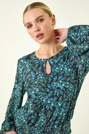 Roman Printed Shirred Band Top