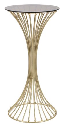 Mauro Ferretti Mesa auxiliar de metal dorado y cristal &oslash; 50x103 cm