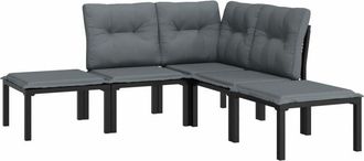 vidaXL Juego De Muebles De Jard&iacute;n 5 Pzas Rat&aacute;n Sint&eacute;tico Negro Y Gris Vidaxl