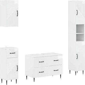 vidaXL Juego De Armarios De Ba&ntilde;o De 4 Piezas Haarlem Blanco Brillante Vidaxl
