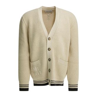 Ami Truien & Vesten, Heren, Beige, S, Katoen, Oversized Cardigan met Geborduurd Logo