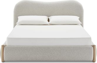 Castlery White Boucle King Bed | Rochelle by Castlery, King Size, White, Upholstered in Performance Boucle Fabric
