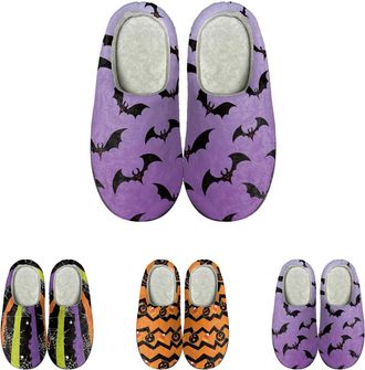 Generic Halloween Slippers Women Ghost Spooky Slippers Women Unisex Halloween Slipper Cute Fuzzy Sliders Soft Slip On Slides Indoor House Slides Cozy Plush Sl