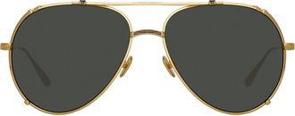 Linda Farrow NEWMAN LFL1039 C9 Mens Sunglasses Gold Size 58