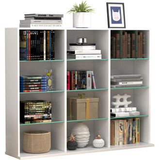 ebuy24 Ebuy24 - vcm Legno cd dvd Scaffale Libreria Divider Decorazione Scaffale Vetro Zilas l (Bianco)