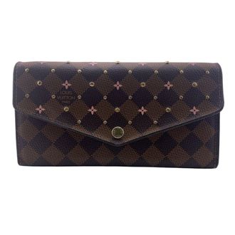 Louis Vuitton Damier Brown Rose Ballerine Leather Long Wallet (Bi-Fold) (Pre-Owned)
