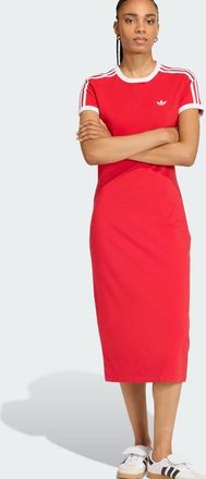 adidas Originals Vestito slim scarlatto better e bianco con 3 strisce-Rosso