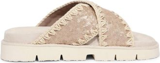 Mou Criss-Cross Paillet Sandaal - Dames - Sandalen - Beige - 37 EU - Schoenen