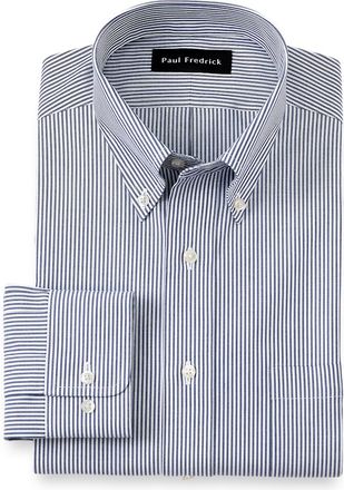 Paul Fredrick Non-iron Cotton Pinpoint Solid Button Down Collar Dress Shirt