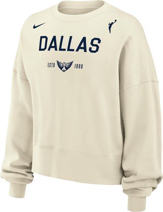 Nike Dallas Wings Phoenix Fleece Nike Womens WNBA Crew-Neck Sweatshirt in White | W33302WDAL-SAI