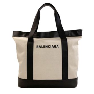 Balenciaga Black White Canvas Leather Tote Bag (Pre-Owned)