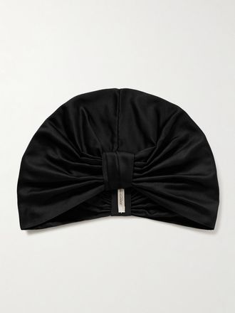 Jennifer Behr Turbante In Raso Duchesse Con Arricciature Sasha - Nero