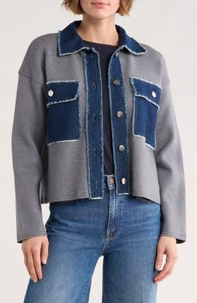 Nanette Lepore Mixed Media Denim Sweater in Charcoal/Denim at Nordstrom Rack, Size X-Large
