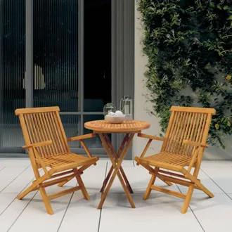 vidaXL Juego De Comedor Para Jard&iacute;n 3 Piezas Madera Maciza De Teca Vidaxl