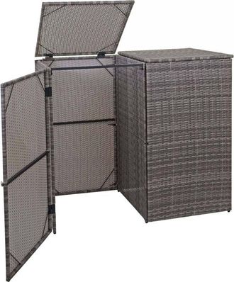 Hhg Hhg - Cubo De Basura 2 Cubos 257, Cubo De Basura Cubo De Basura, Poly Rattan 2x120l, Gris