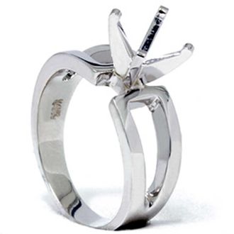 Pompeii3 Contemporary Solitaire Engagement 14K White Gold Ring Setting Size Selectable