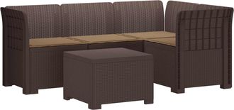 vidaXL Sof&aacute; De Jard&iacute;n Para 4 Personas Con Cojines Y Dise&ntilde;o De Rattan Vidaxl