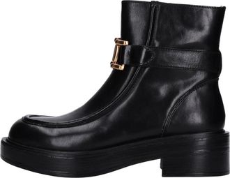 Emanuelle Vee Leren Enkellaarsjes - Dames - Enkellaarsjes - Zwart - 40 EU - Leer - Schoenen