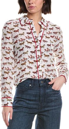 Alice & Olivia Alice + Olivia Willa Placket Silk Top