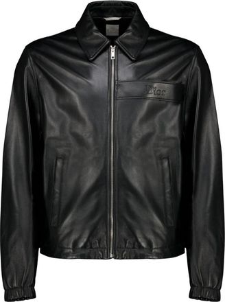 Dior Zipped Jacket - Heren - Leren en Su&egrave;de Jassen - Zwart - M - Katoen - Jassen