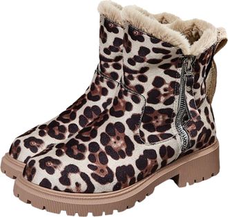 Generic Ankle Boots for Women Wide Fit Suede Walking Shoes Round Toe Waterproof Trekking Boots Lightweight Solid Cowboy Short Booties Comfy Casual Snow Boot