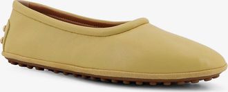 Tod's Womens Leather Ballerina With Gomminos Detail Yellow Shoes