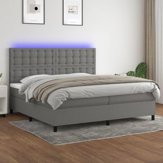 vidaXL Vidaxl - Cama Box Spring Colch&oacute;n Y Luces Led Tela Gris Claro 200x200 Cm