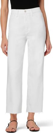 Joe's The Blake Raw Hem High Waist Crop Wide Leg Jeans in White at Nordstrom, Size 23