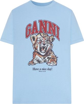 Ganni COTTON JERSEY T-SHIRT WITH TIGER PRINT - Ganni - Woman