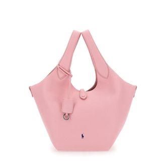 Polo Ralph Lauren Play Medium Pink Medium Handbag With Lock On The Front And Pony Detail In Leather For