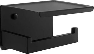 OEM Porte-rouleau De Papier Toilette - Acero Inoxidable 304 - Montaje Sin Perforaci&oacute;n O Con Tornillos - Estante Integrada Para Tel&eacute;fono - Negro Mate - 1 U