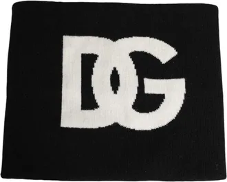 Dolce & Gabbana Logo-Knit Cashmere Scarf - Black
