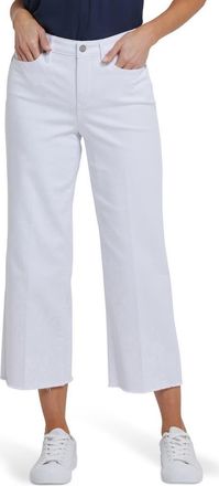 NYDJ Coco High Waist Raw Edge Relaxed Crop Wide Leg Jeans in Optic White at Nordstrom, Size 18
