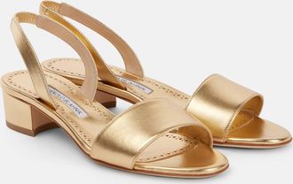 Manolo Blahnik Patopia 30 metallic leather sandals