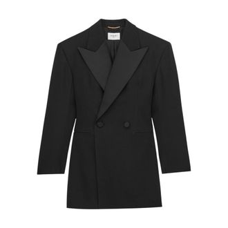 Saint Laurent Veste Tailleur Vu37 - Dames - Jassen - Zwart - Maat: S Leer
