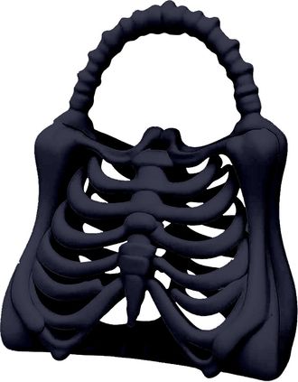 Generic 3D Printed Skeleton Bone Bag Gothic Ribcage Handbag Spooky Purse for Halloween Dark Aesthetic Accessory Cosplay Festival Gift (Black)