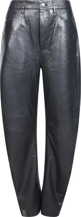Rotate Barrel Leg High-Waisted Leather Pants
