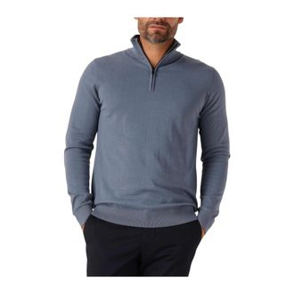 Saint Steve Saint Steve, Hoodies & sweatvesten, Heren, Blauw, L, Katoen, Blauwe Half Zip Trui voor Heren