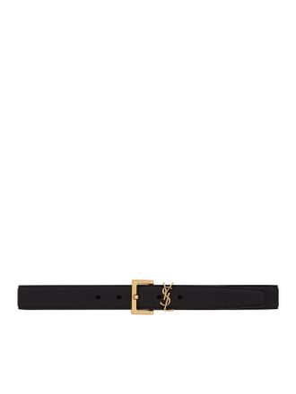 Saint Laurent CASSANDRE BELT WITH SQUARE BUCKLE IN HAMMERED LEATHER - Saint Laurent - Woman