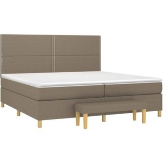 vidaXL Vidaxl - Cama Box Spring Con Colch&oacute;n Tela Gris Taupe 200x200 Cm