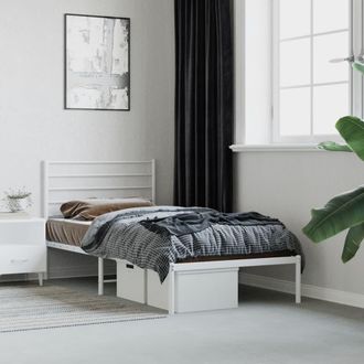 vidaXL Estructura Cama Sin Colch&oacute;n Con Cabecero Metal Blanco 75x190 Cm Vidaxl