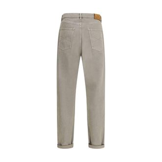 Brunello Cucinelli Mens Bicolor Cotton Straight-Leg Jeans Clothing